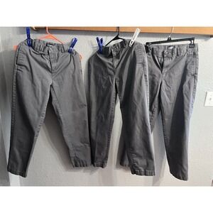 Lands End Boys GrayPants Size 16 Adj Waist School Uniform Lot Of 3
